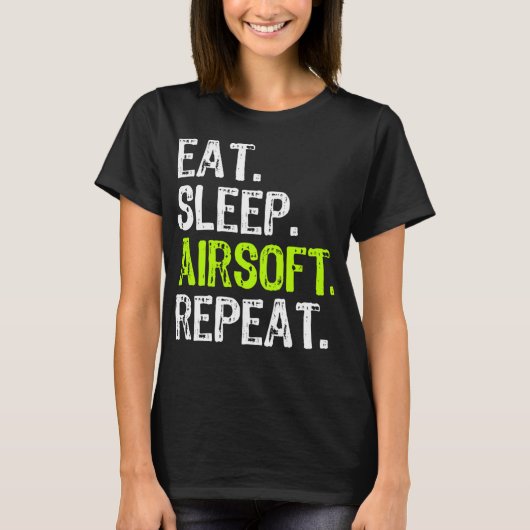 食べSleep Airsoft Repeatおもしろい Air Soft Gift Tシャツ (正面)