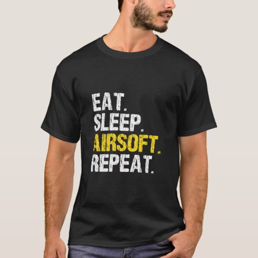 食べSleep Airsoft Repeat Air Softギフトおもしろい Tシャツ (正面)