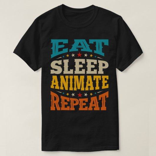 食べSleep Animate 3D Animatorsアニメーション Tシャツ (デザイン正面)