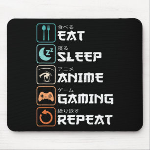 食べSleep Anime Gaming Repeatおもしろいオタクゲーマー マウスパッド