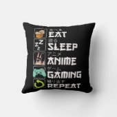 食べSleep Anime Gaming RepeatかわいいOtaku Anime M クッション (裏面)