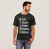 食べSleep Anime Gaming RepeatかわいいOtaku Anime M Tシャツ (正面フル)
