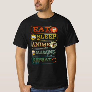 食べSleep Anime Gaming Repeat Gamerビデ日本のオ Tシャツ