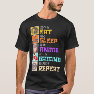 食べSleep Anime Gaming Repeat JapanかわいいマンガA Tシャツ