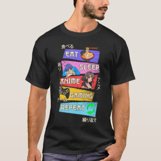 食べSleep Anime Gaming Repeat Otaku Gamer 日本の Tシャツ