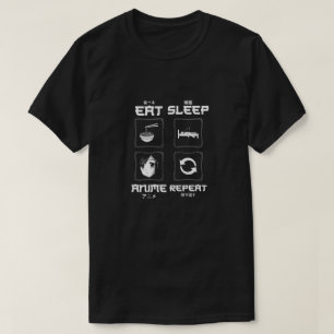 食べSleep Anime Repeatおもしろい - Otakuライフスタイル Tシャツ