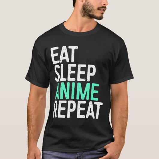 食べSLEEP ANIME REPEAT日本のアニメーション Tシャツ (正面)