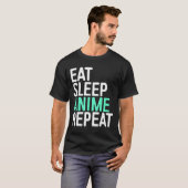 食べSLEEP ANIME REPEAT日本のアニメーション Tシャツ (正面フル)