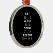 食べSleep Anime Repeat日本のマンガ愛好家 メタルオーナメント (右)