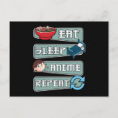 食べSleep Anime Repeat日本の |かわいいデザイン ポストカード (正面)