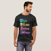 食べSleep Anime Repeat絞り染めパターン Tシャツ (正面フル)