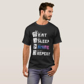 食べSleep Anime Repeat, Animeマンガ Tシャツ (正面フル)