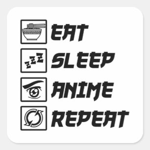 食べSLEEP ANIME REPEAT ANIME LOVERマンガオタク スクエアシール