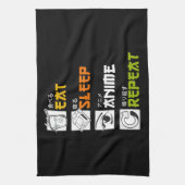 食べSleep Anime Repeat Giftアイディアコスプレイヤー キッチンタオル (縦)