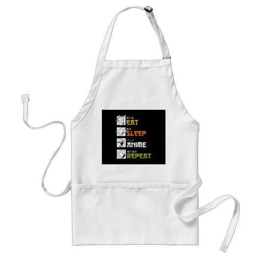 食べSleep Anime Repeat Giftアイディアコスプレイヤー スタンダードエプロン (正面)