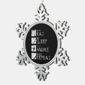 食べSleep Anime Repeat Giftアイディアコスプレイヤー スノーフレークピューターオーナメント (右)