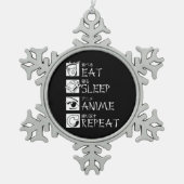食べSleep Anime Repeat Giftアイディアコスプレイヤー スノーフレークピューターオーナメント (正面)