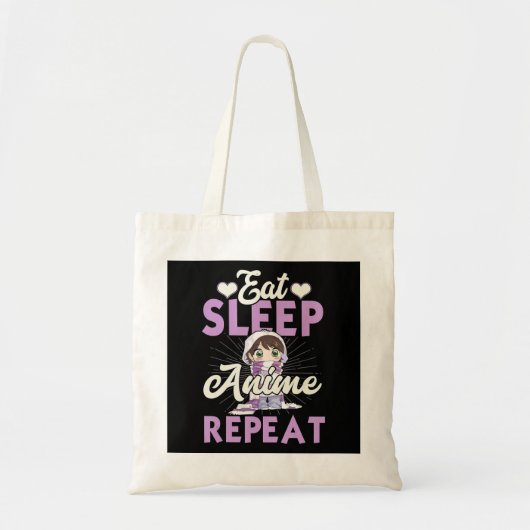 食べSleep Anime Repeat Giftアイディアコスプレイヤー トートバッグ (正面)