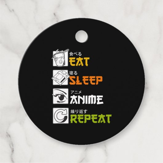 食べSleep Anime Repeat Giftアイディアコスプレイヤー フェイバータグ (正面)