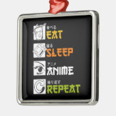 食べSleep Anime Repeat Giftアイディアコスプレイヤー メタルオーナメント (左)