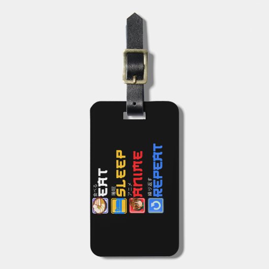 食べSleep Anime Repeat Giftアイディアコスプレイヤー ラゲッジタグ (正面縦)