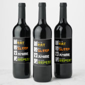 食べSleep Anime Repeat Giftアイディアコスプレイヤー ワインラベル (ボトル)