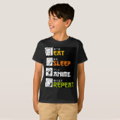 食べSleep Anime Repeat Giftアイディアコスプレイヤー Tシャツ (正面フル)