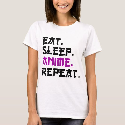 食べSleep Anime Repeat Tシャツ (正面)