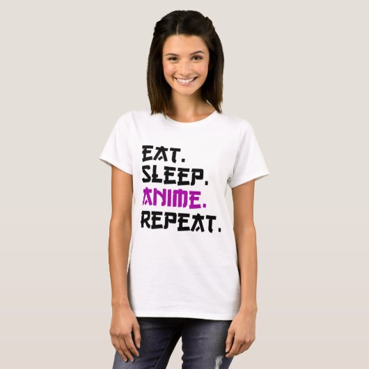 食べSleep Anime Repeat Tシャツ (正面フル)