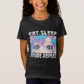 食べSleep Anime Repeat Tシャツ (正面)