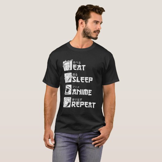 食べSleep Anime Repeat Tシャツ (正面フル)