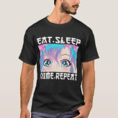 食べSleep Anime Repeat Tシャツ (正面)