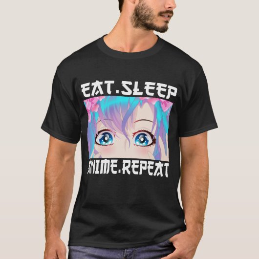 食べSleep Anime Repeat Tシャツ (正面)