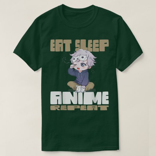 食べSleep Anime Repeat Tシャツ (デザイン正面)