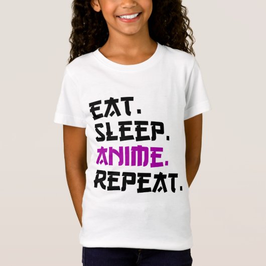 食べSleep Anime Repeat Tシャツ (正面)