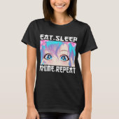 食べSleep Anime Repeat Tシャツ (正面)