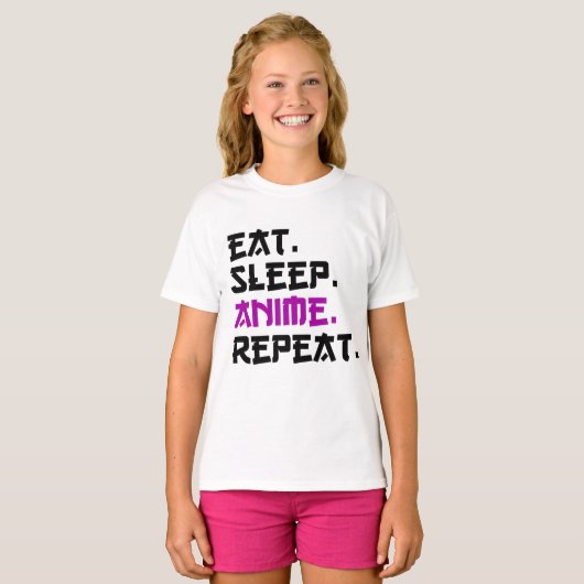 食べSleep Anime Repeat Tシャツ (正面フル)