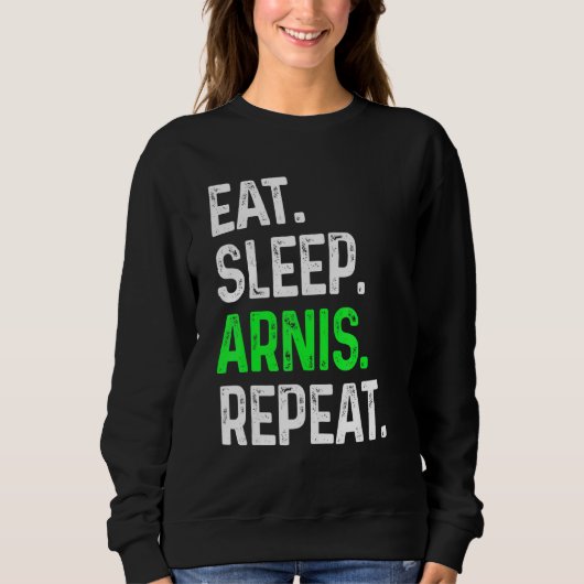 食べSleep Arnis Repeat武術Arts Combat スウェットシャツ (正面)