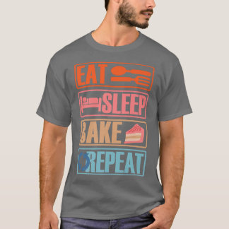食べSleep Bake Repeatおもしろい料理ベーキングデザイン Tシャツ