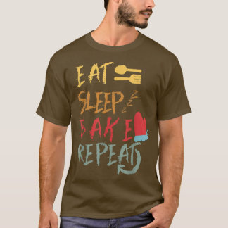 食べSleep Bake Repeatおもしろい料理ベーキングデザイン Tシャツ