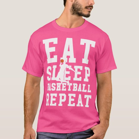 食べSleep Basketball Repeat – バスケットボール選手 Tシャツ (正面)