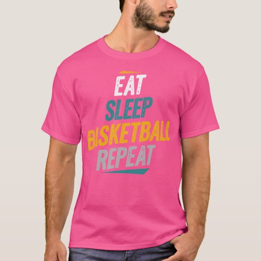 食べSleep Basketball Repeat Basketballファン Tシャツ (正面)