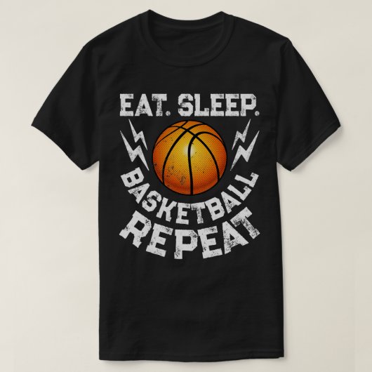食べSleep Basketball Repeat Basketball男性へ Wom Tシャツ (デザイン正面)