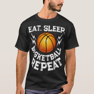 食べSleep Basketball Repeat Basketball男性へ Wom Tシャツ