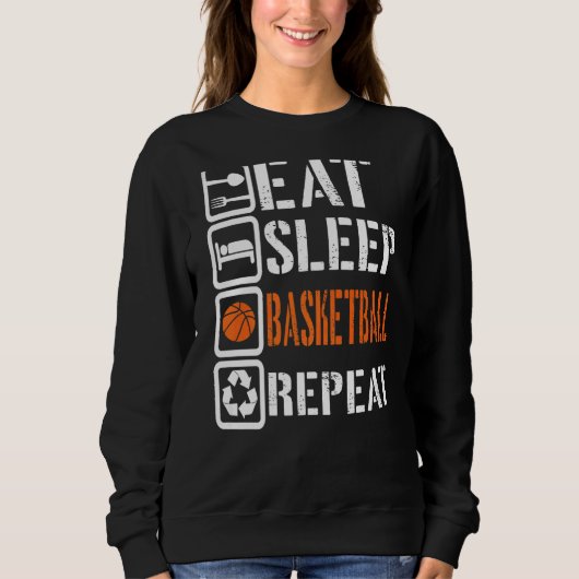 食べSleep Basketball Repeat Basketball Players Rou スウェットシャツ (正面)