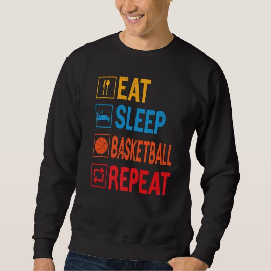 食べSleep Basketball Repeat Basketball Players Rou スウェットシャツ (正面)