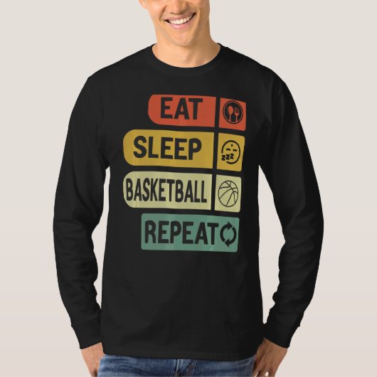 食べSleep Basketball Repeat Basketball Players Rou Tシャツ (正面)