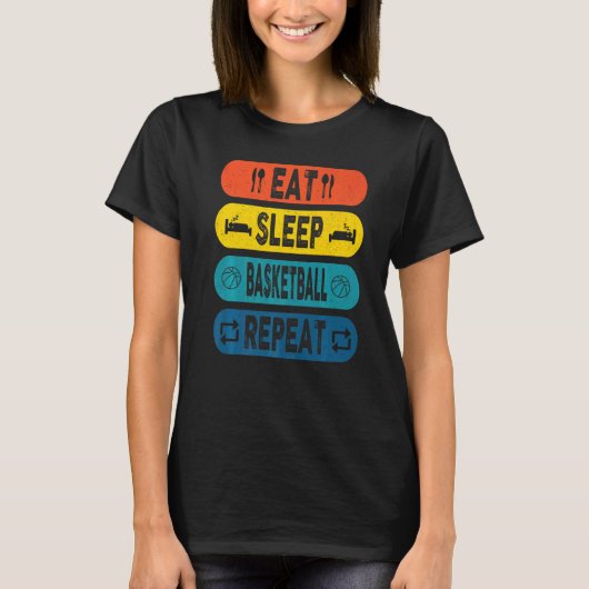 食べSleep Basketball Repeat Basketball Players Rou Tシャツ (正面)