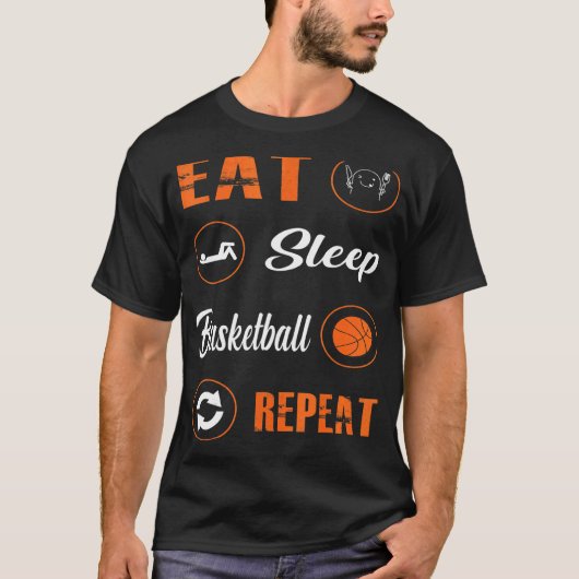 食べSleep Basketball Repeat Basketball Players Rou Tシャツ (正面)