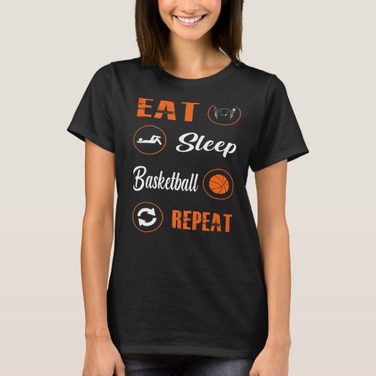 食べSleep Basketball Repeat Basketball Players Rou Tシャツ (正面)